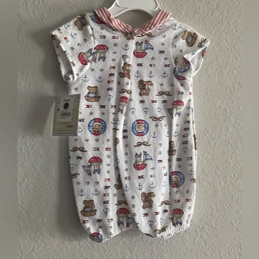 NWT Baby Boy Vintage Carter’s nautical patriotic Onesie romper Bear 6-9m months